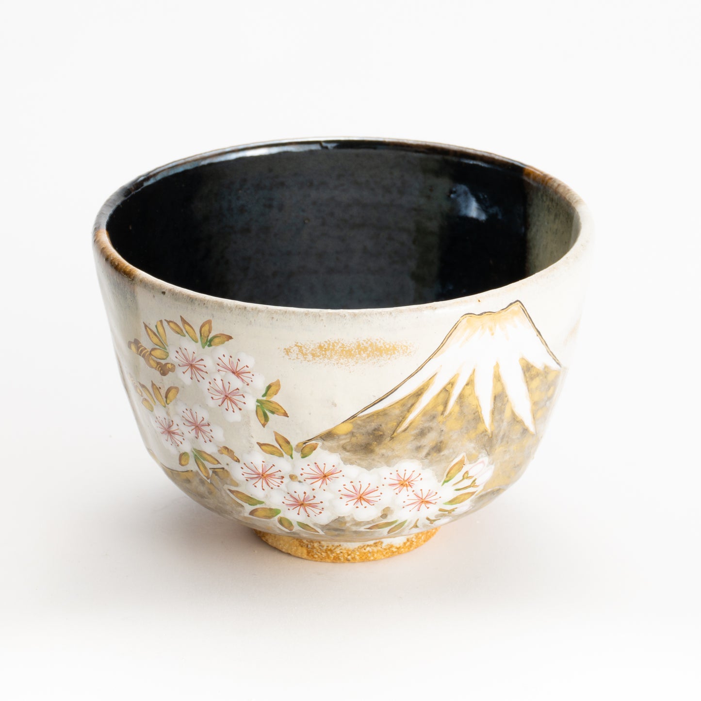 抹茶碗　灰釉掛分 富士に桜　良二 KOTOPOTTER