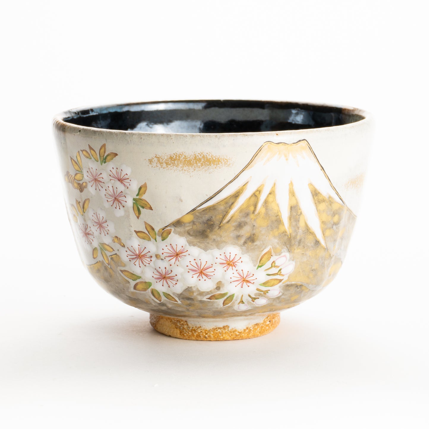 抹茶碗　灰釉掛分 富士に桜　良二 KOTOPOTTER