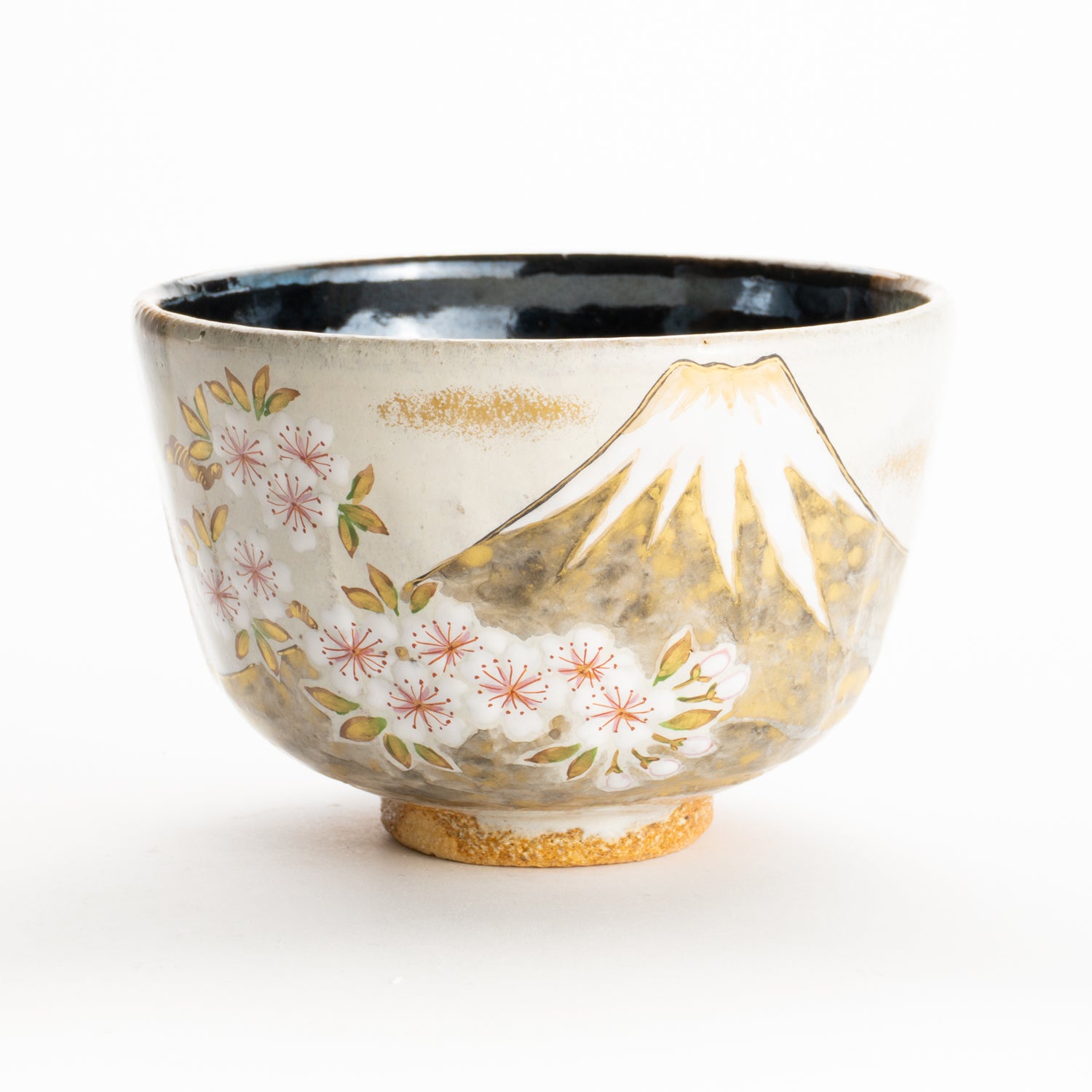 抹茶碗　灰釉掛分 富士に桜　良二 KOTOPOTTER