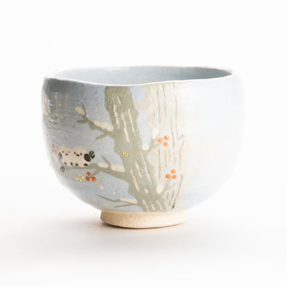 抹茶碗　シマエナガ　楽入 KOTOPOTTER