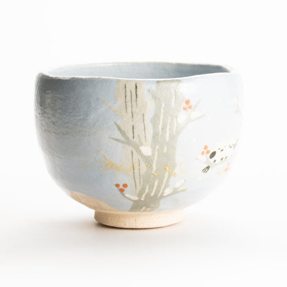 抹茶碗　シマエナガ　楽入 KOTOPOTTER