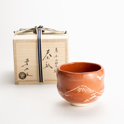 抹茶碗　赤楽"富士の絵"　楽入 KOTOPOTTER