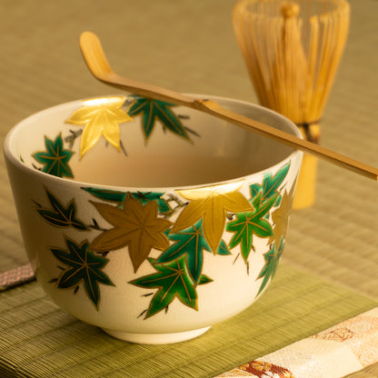 抹茶碗　金彩青楓　陶楽 KOTOPOTTER