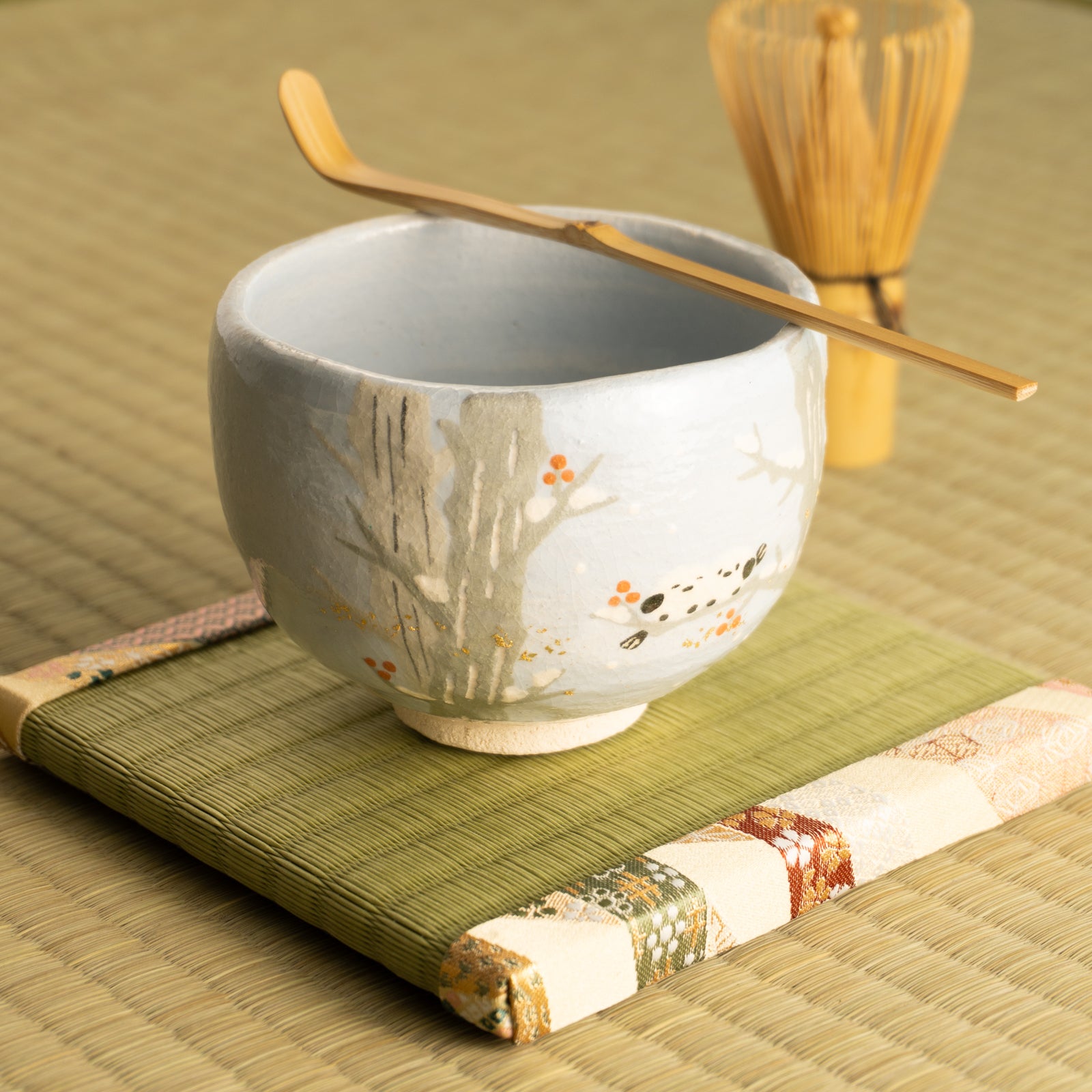 抹茶碗　シマエナガ　楽入 KOTOPOTTER