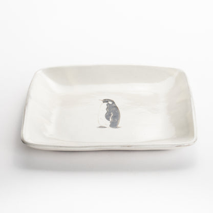 【清水焼】正角皿　コウテイペンギン　澤田卓伸 KOTOPOTTER