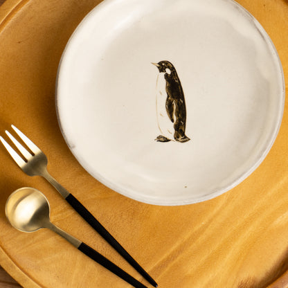 【清水焼】4.5寸 平皿　コウテイペンギン　澤田卓伸 KOTOPOTTER