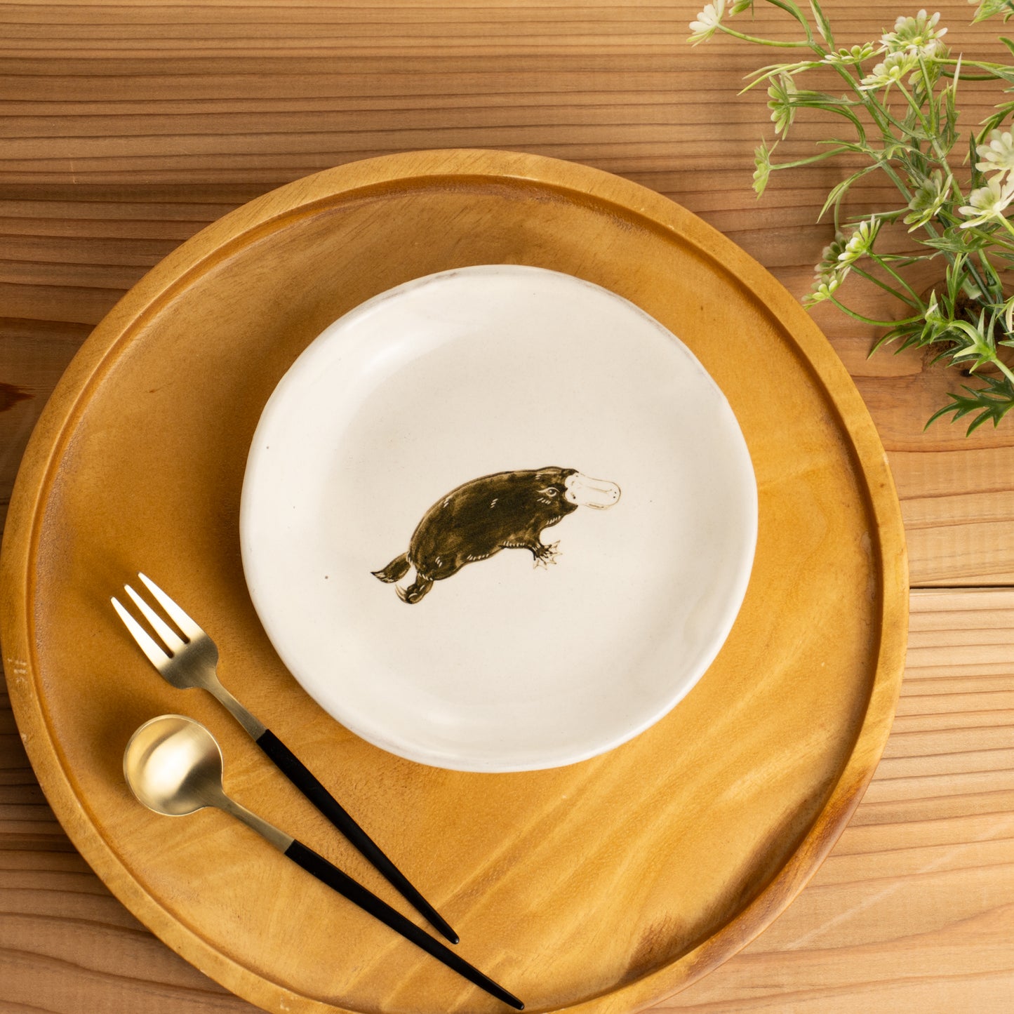 【清水焼】4.5寸 平皿　カモノハシ　澤田卓伸 KOTOPOTTER