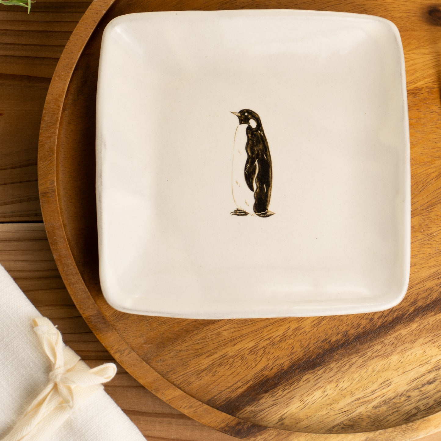 【清水焼】正角皿　コウテイペンギン　澤田卓伸 KOTOPOTTER