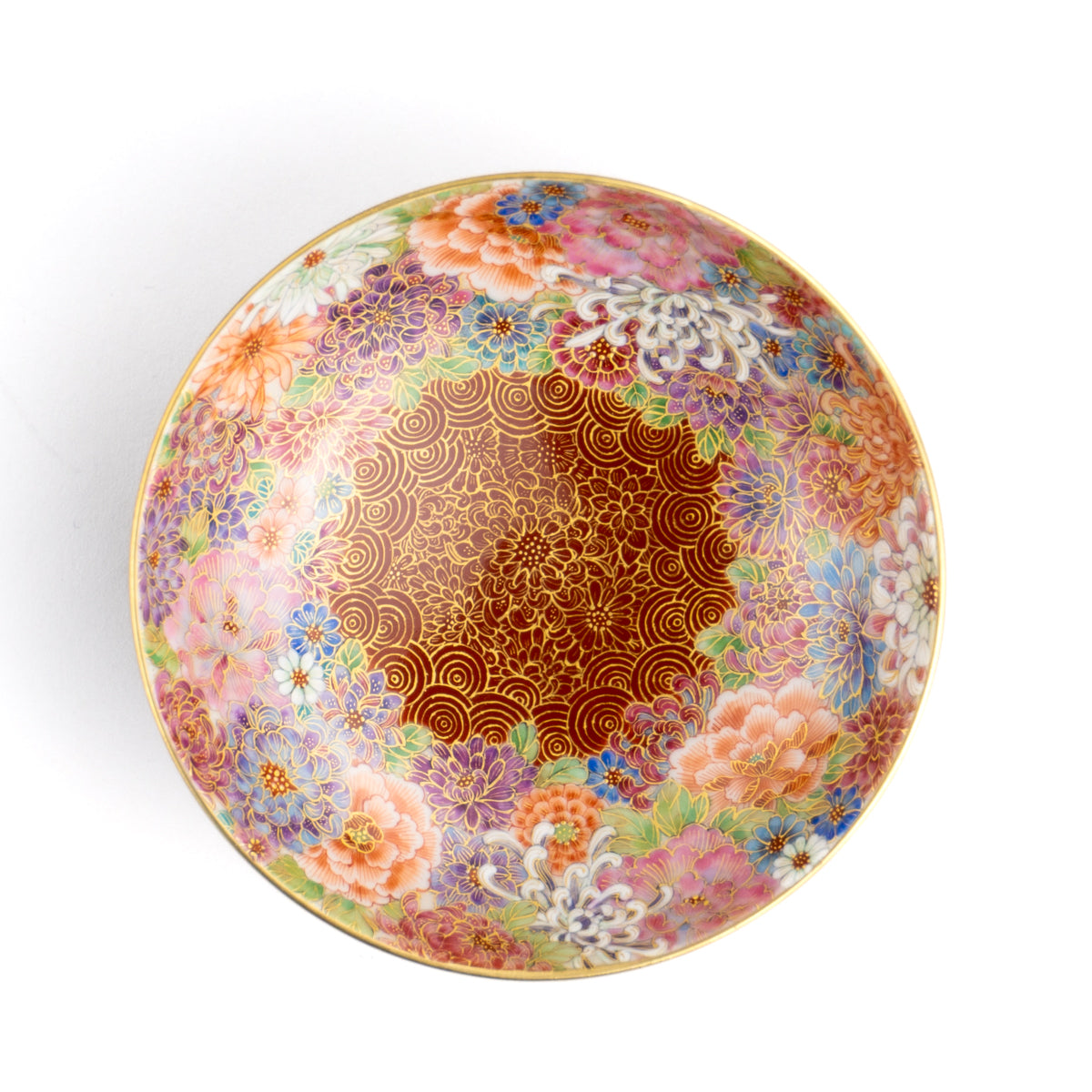 盃　細密画”金襴手花詰”　見谷若葉 - Handcrafted Japanese pottery from Kyoto - Kyo ware / Kiyomizu ware.