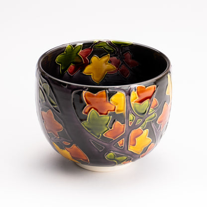 抹茶碗　紫交趾 "紅葉"　一如 KOTOPOTTER