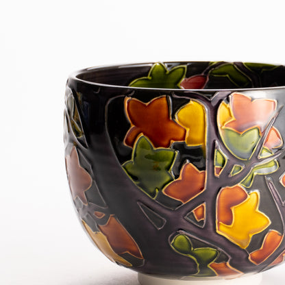 抹茶碗　紫交趾 "紅葉"　一如 KOTOPOTTER