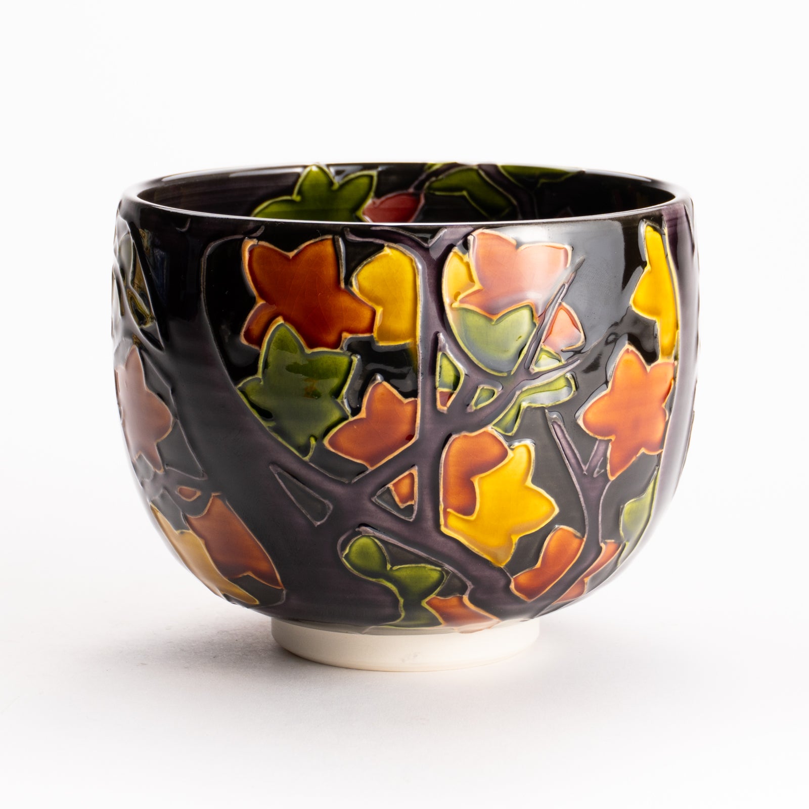 抹茶碗　紫交趾 "紅葉"　一如 KOTOPOTTER