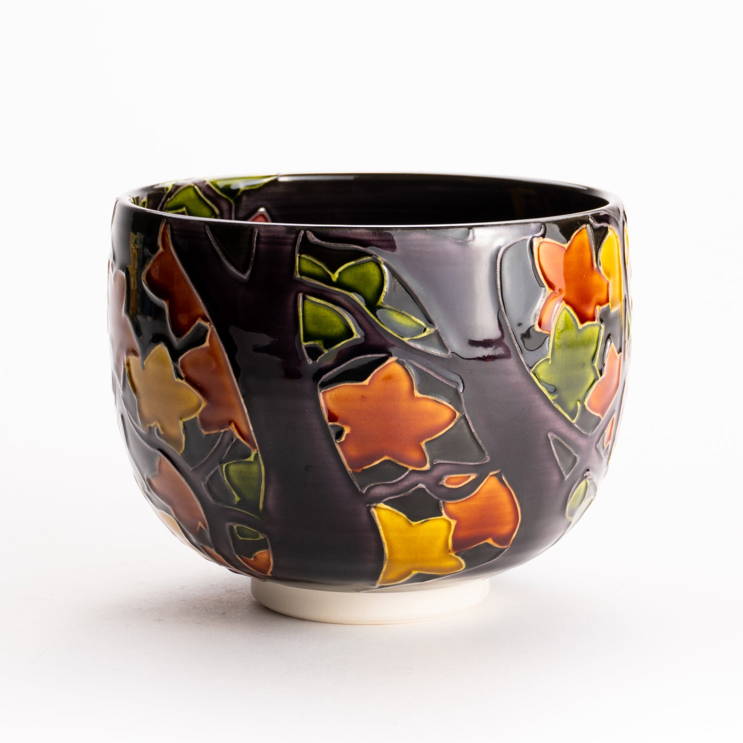 抹茶碗　紫交趾 "紅葉"　一如 KOTOPOTTER