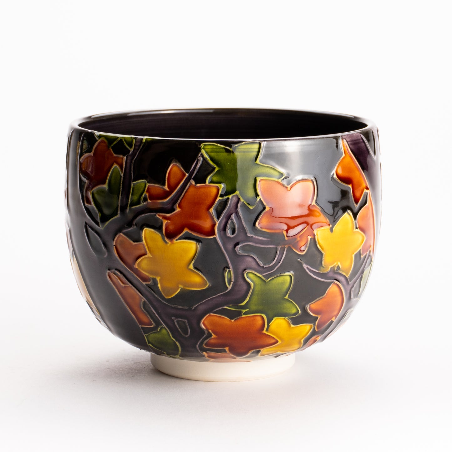 抹茶碗　紫交趾 "紅葉"　一如 KOTOPOTTER