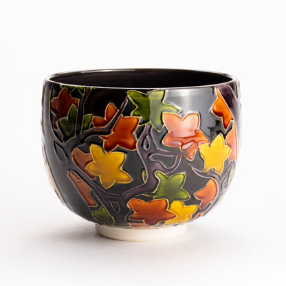 抹茶碗　紫交趾 "紅葉"　一如 KOTOPOTTER