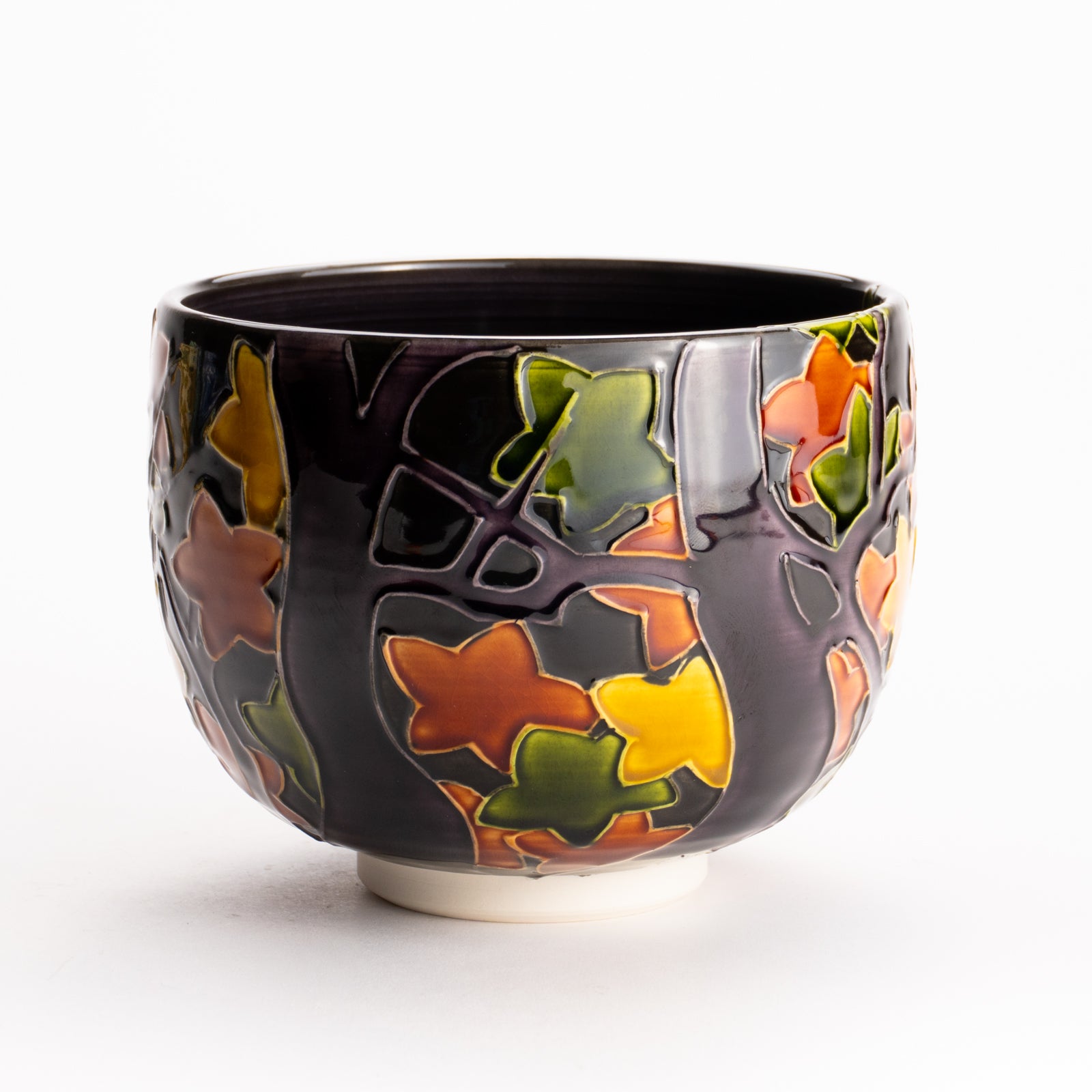 抹茶碗　紫交趾 "紅葉"　一如 KOTOPOTTER