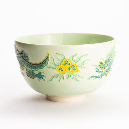 抹茶碗　白緑交趾 "龍"　一如 KOTOPOTTER