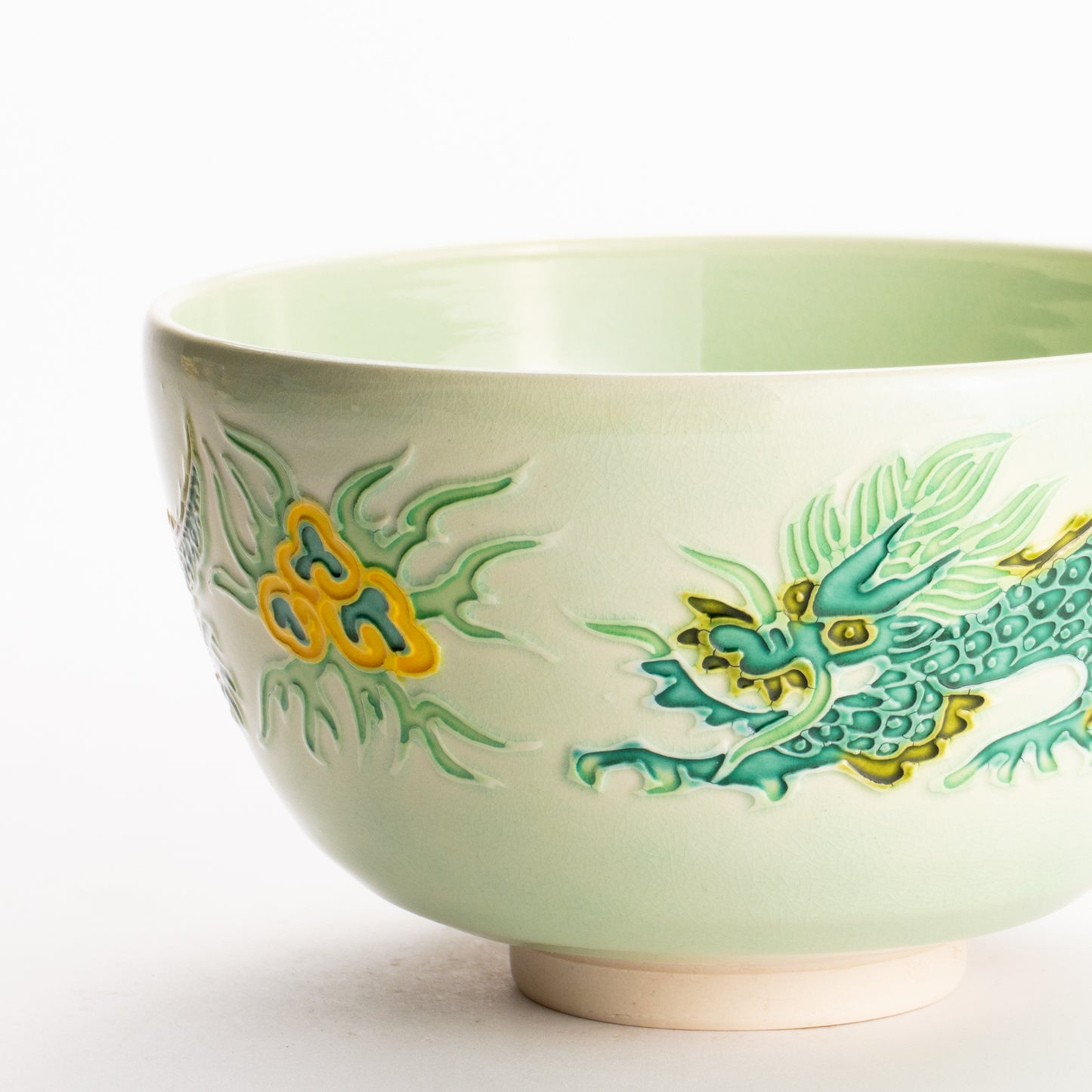 抹茶碗　白緑交趾 "龍"　一如 KOTOPOTTER