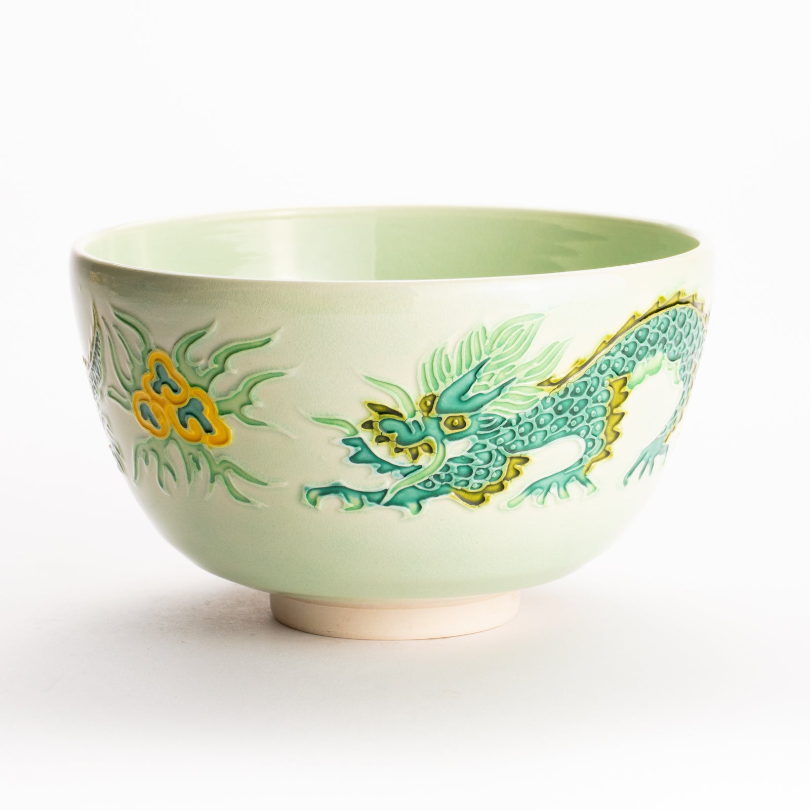 抹茶碗　白緑交趾 "龍"　一如 KOTOPOTTER