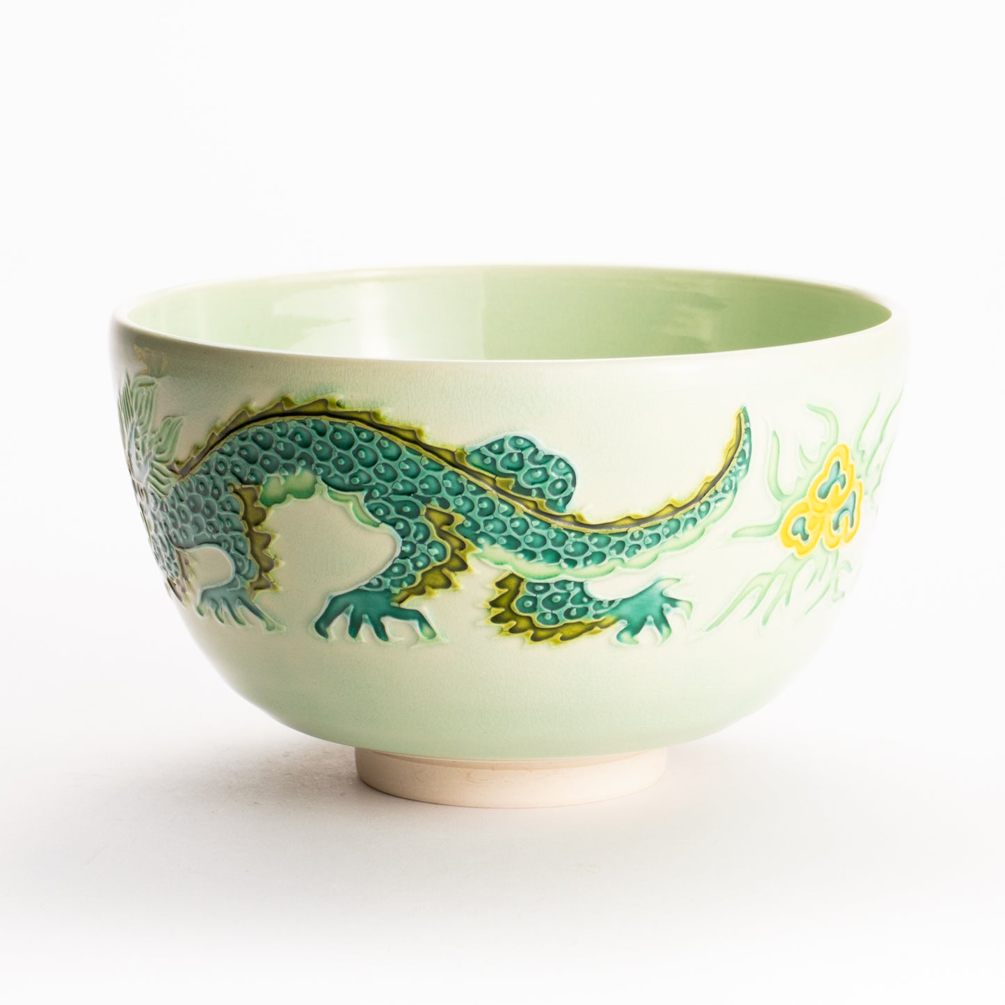 抹茶碗　白緑交趾 "龍"　一如 KOTOPOTTER