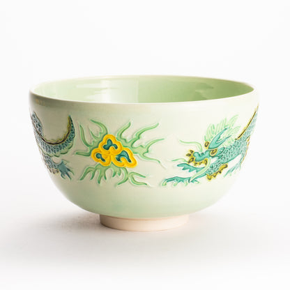 抹茶碗　白緑交趾 "龍"　一如 KOTOPOTTER