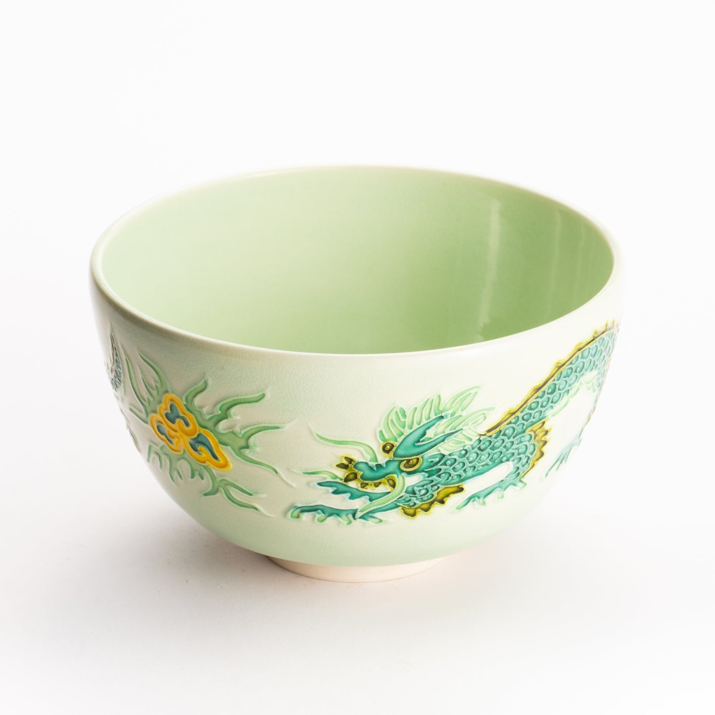 抹茶碗　白緑交趾 "龍"　一如 KOTOPOTTER