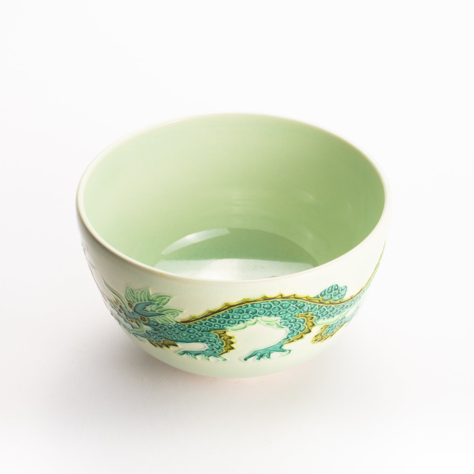 抹茶碗　白緑交趾 "龍"　一如 KOTOPOTTER
