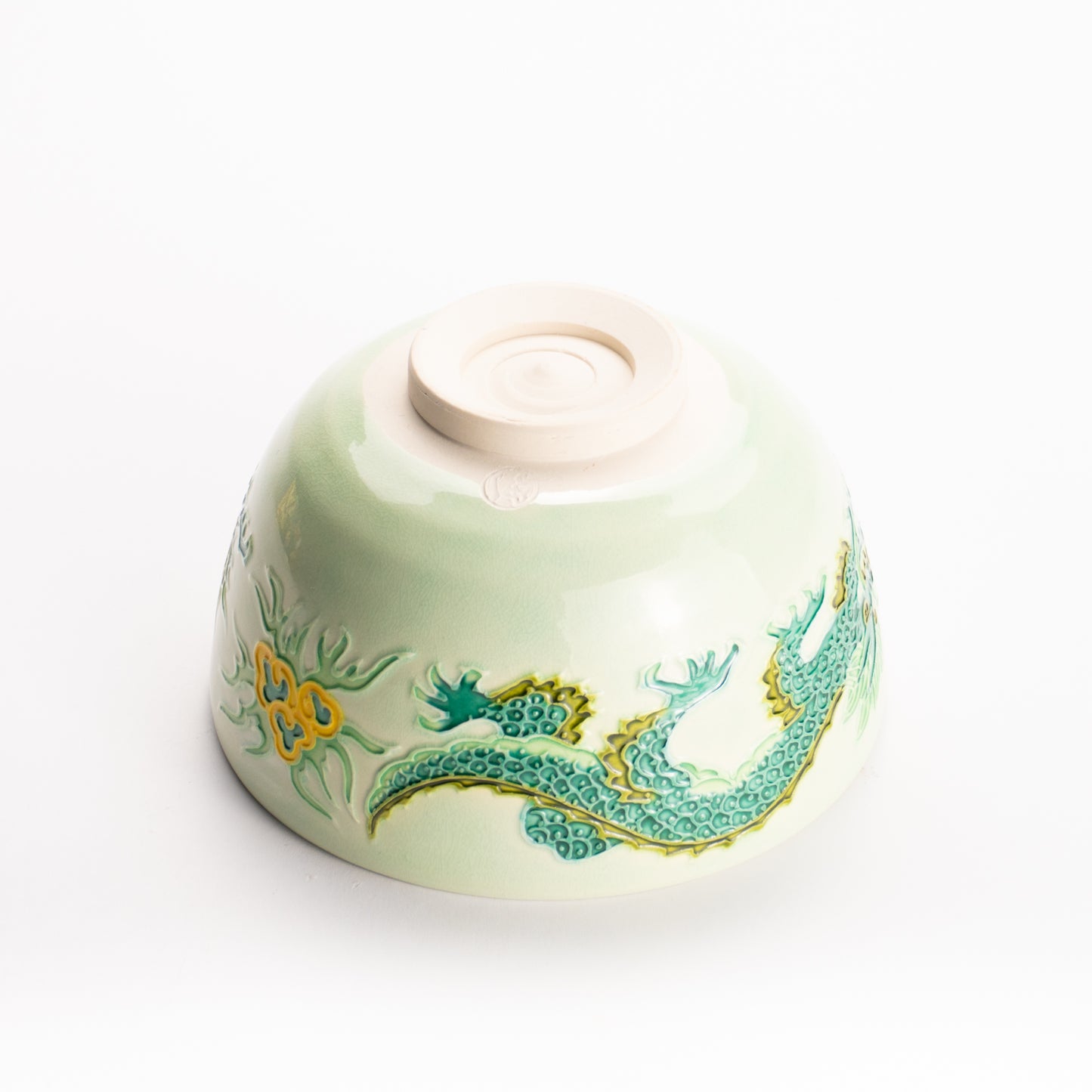 抹茶碗　白緑交趾 "龍"　一如 KOTOPOTTER