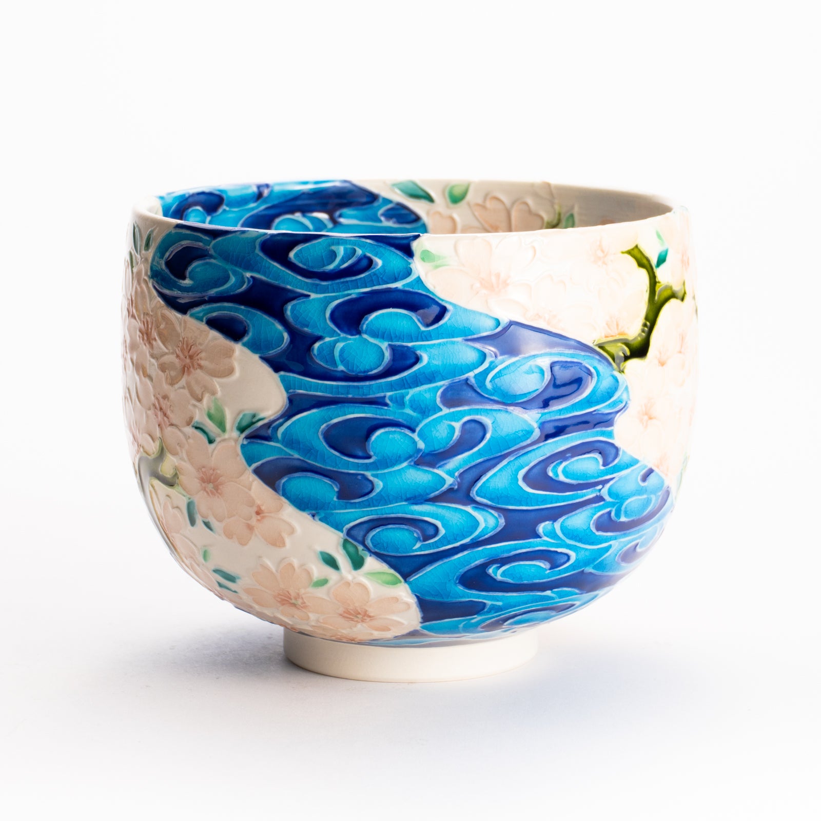 抹茶碗　白鳳交趾 "桜に観世水"　一如 KOTOPOTTER