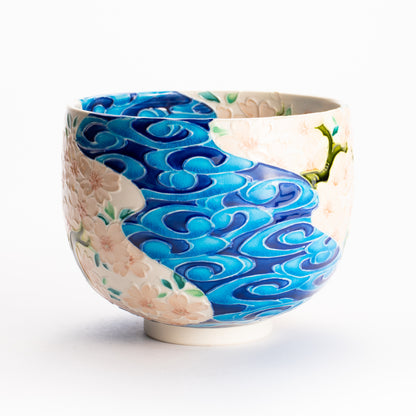 抹茶碗　白鳳交趾 "桜に観世水"　一如 KOTOPOTTER