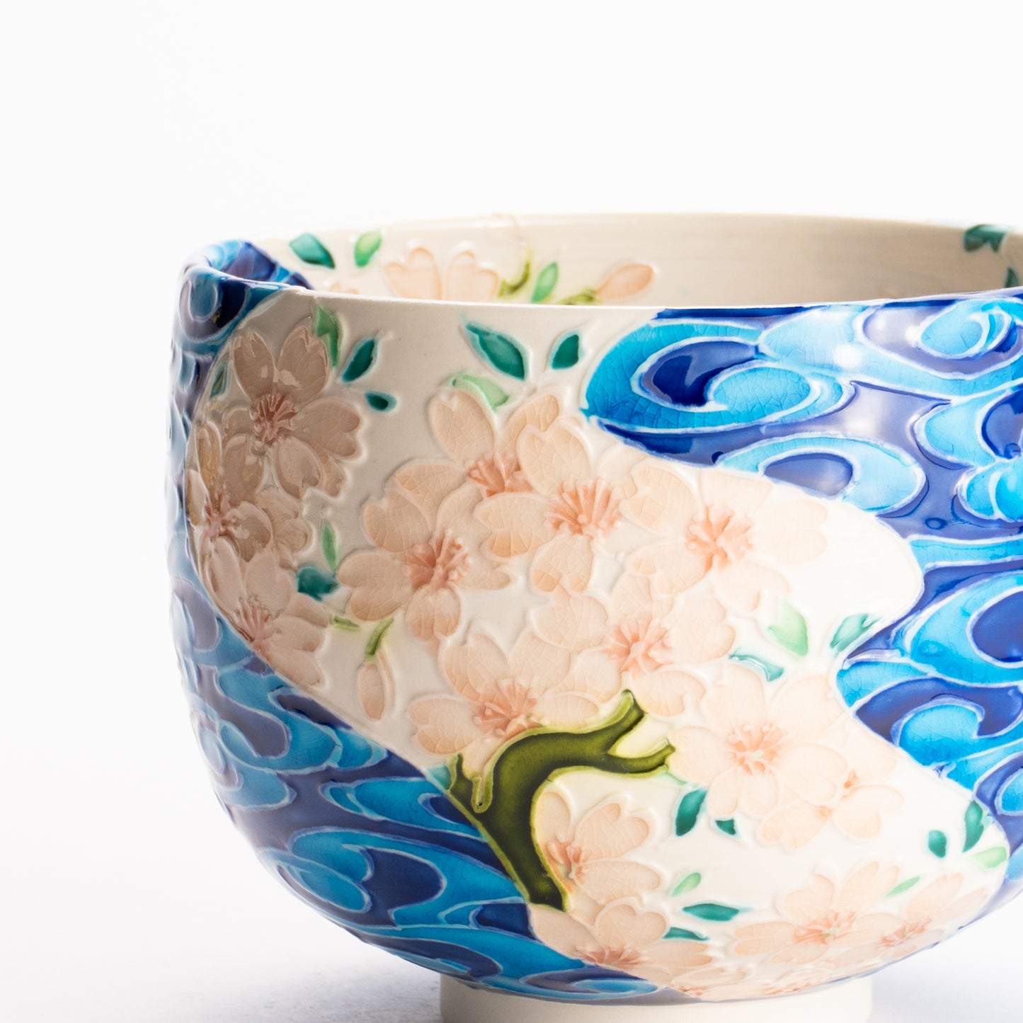 抹茶碗　白鳳交趾 "桜に観世水"　一如 KOTOPOTTER