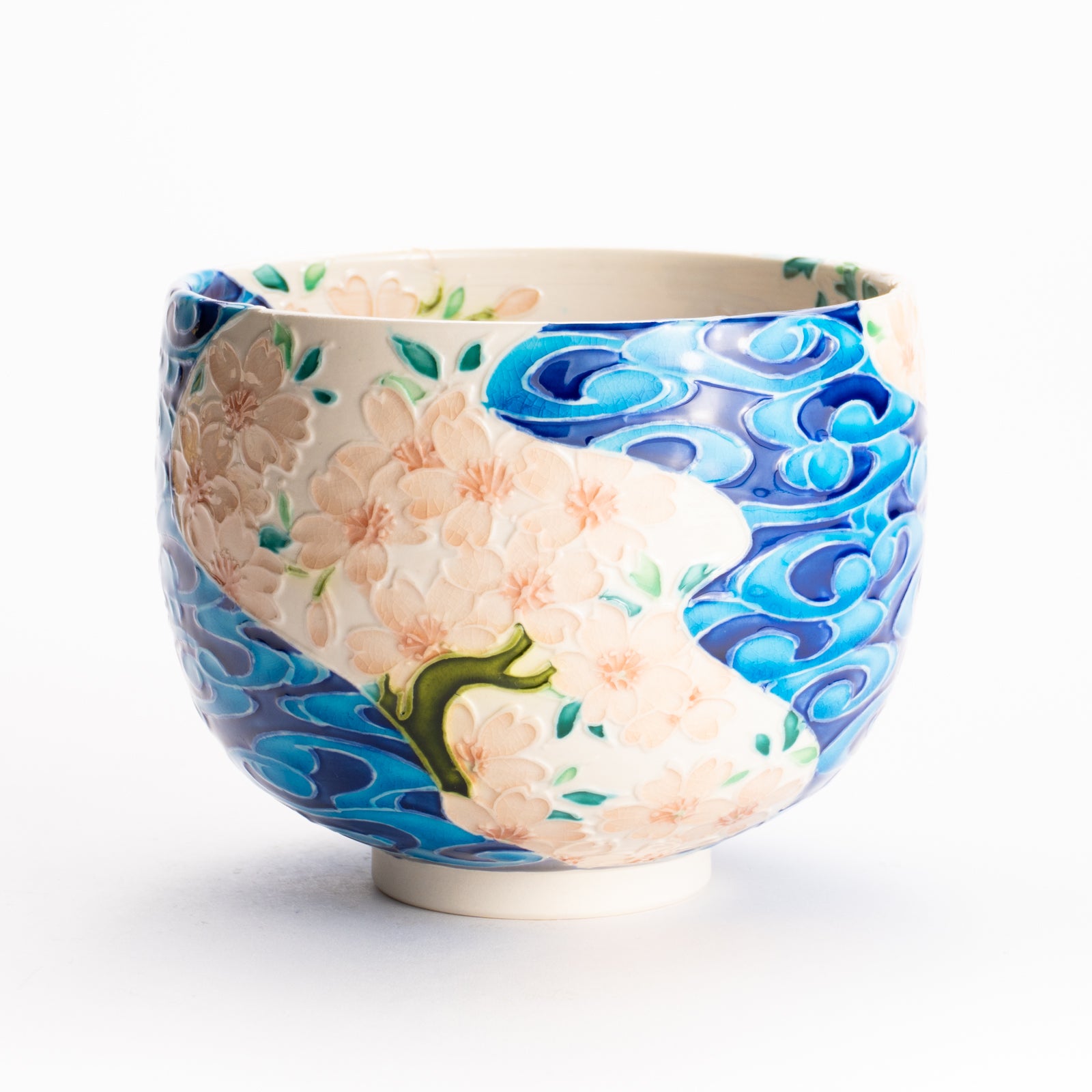 抹茶碗　白鳳交趾 "桜に観世水"　一如 KOTOPOTTER