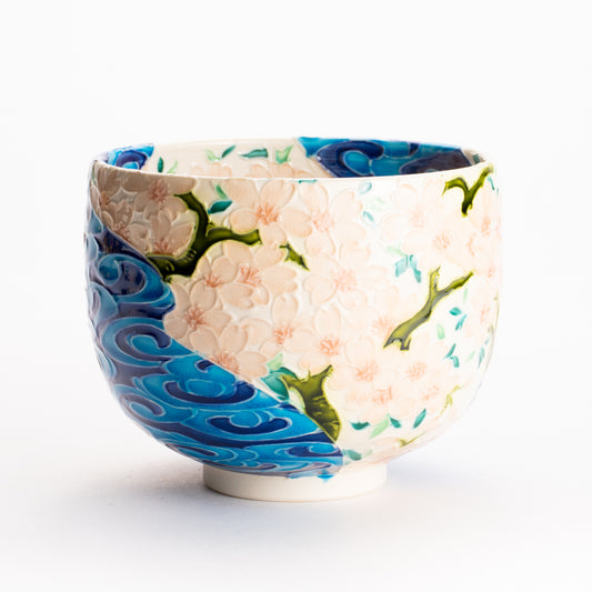 抹茶碗　白鳳交趾 "桜に観世水"　一如 KOTOPOTTER
