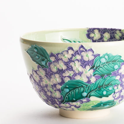 抹茶碗　白緑交趾 "紫陽花"　一如 KOTOPOTTER