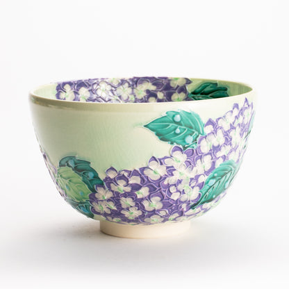 抹茶碗　白緑交趾 "紫陽花"　一如 KOTOPOTTER