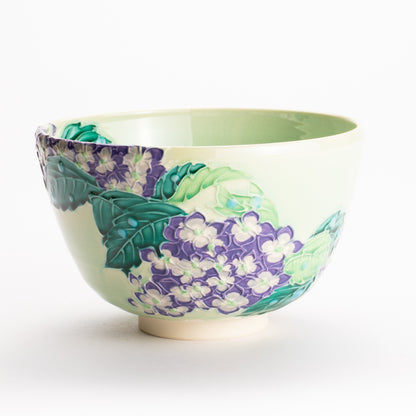 抹茶碗　白緑交趾 "紫陽花"　一如 KOTOPOTTER