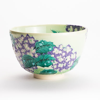 抹茶碗　白緑交趾 "紫陽花"　一如 KOTOPOTTER