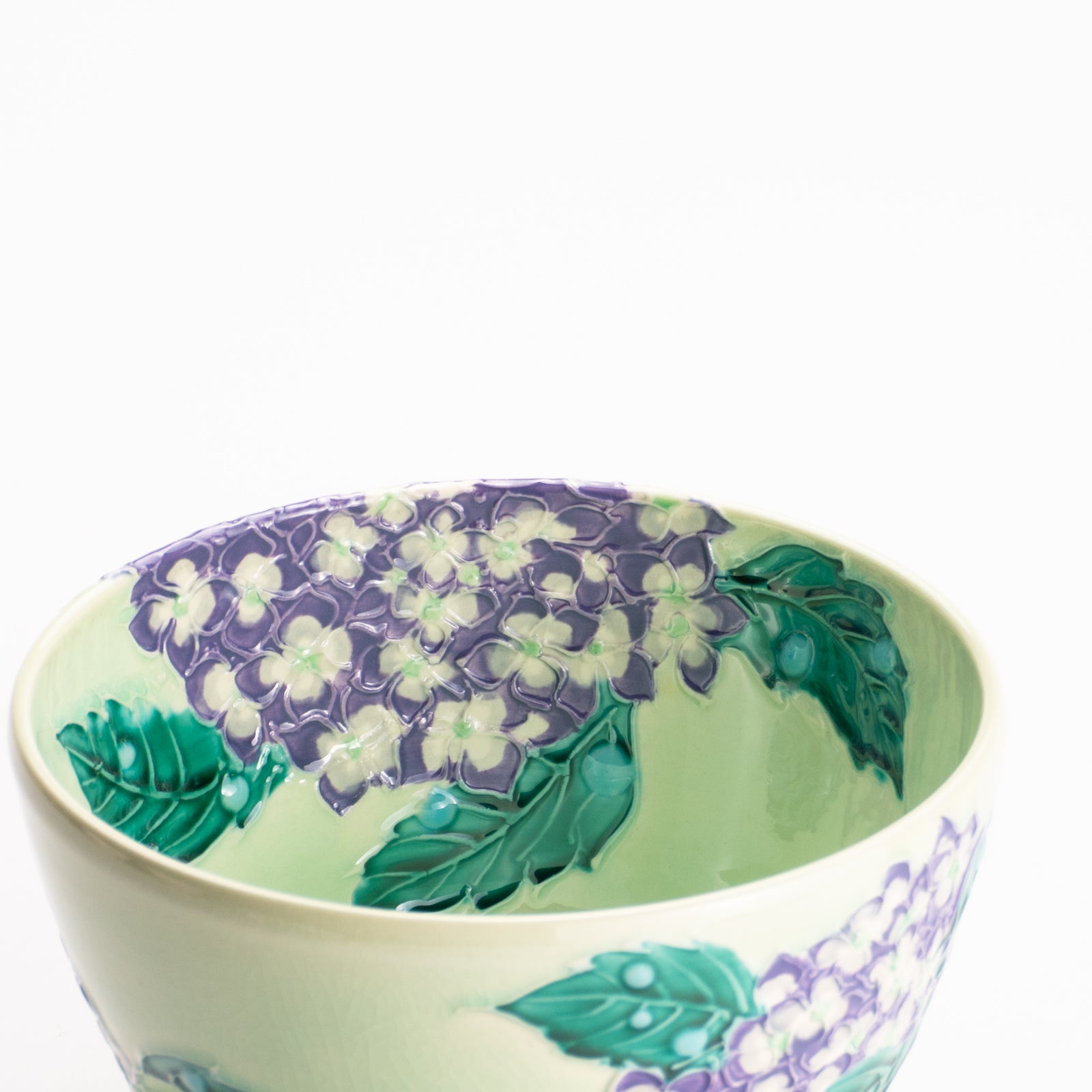 抹茶碗　白緑交趾 "紫陽花"　一如 KOTOPOTTER