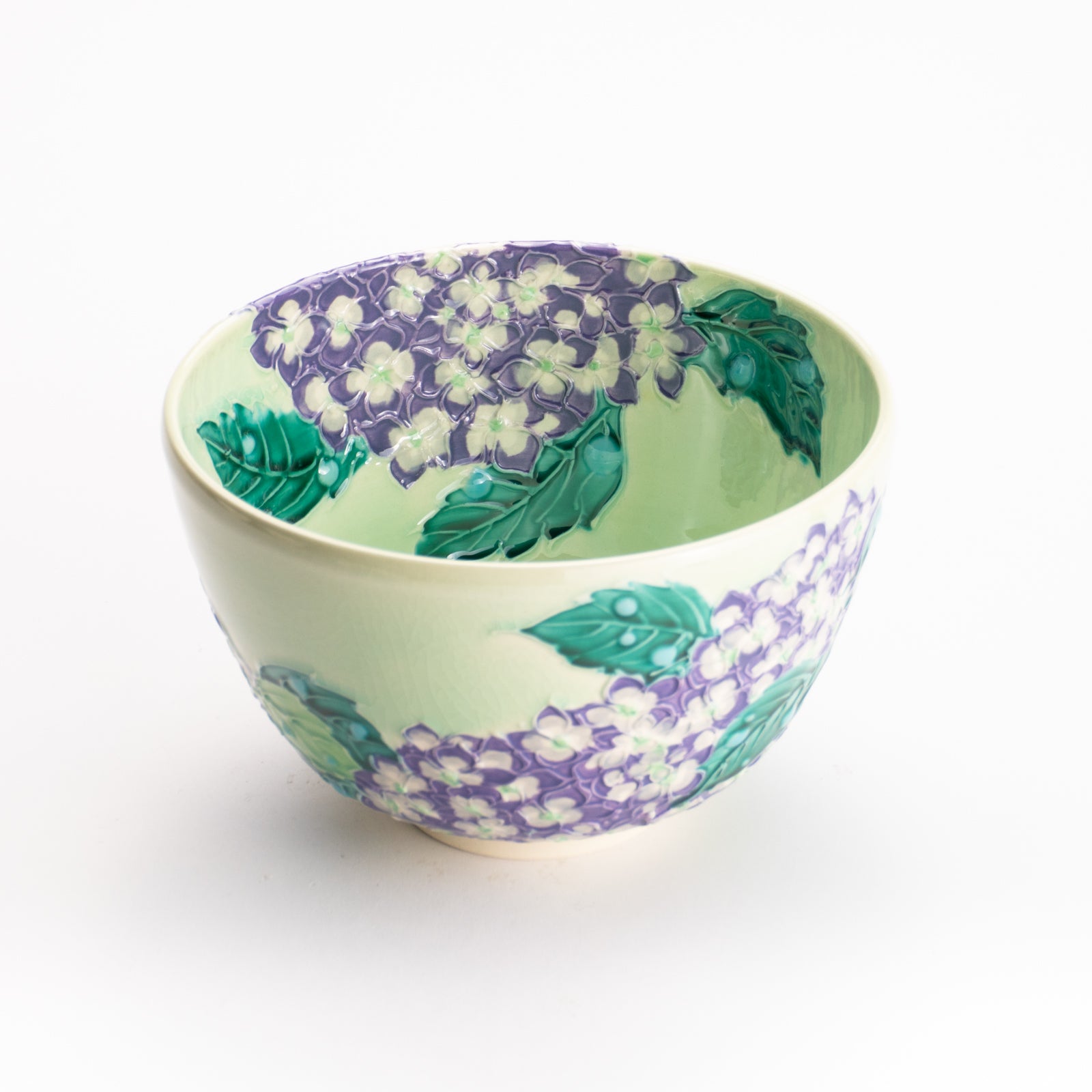 抹茶碗　白緑交趾 "紫陽花"　一如 KOTOPOTTER
