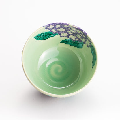 抹茶碗　白緑交趾 "紫陽花"　一如 KOTOPOTTER