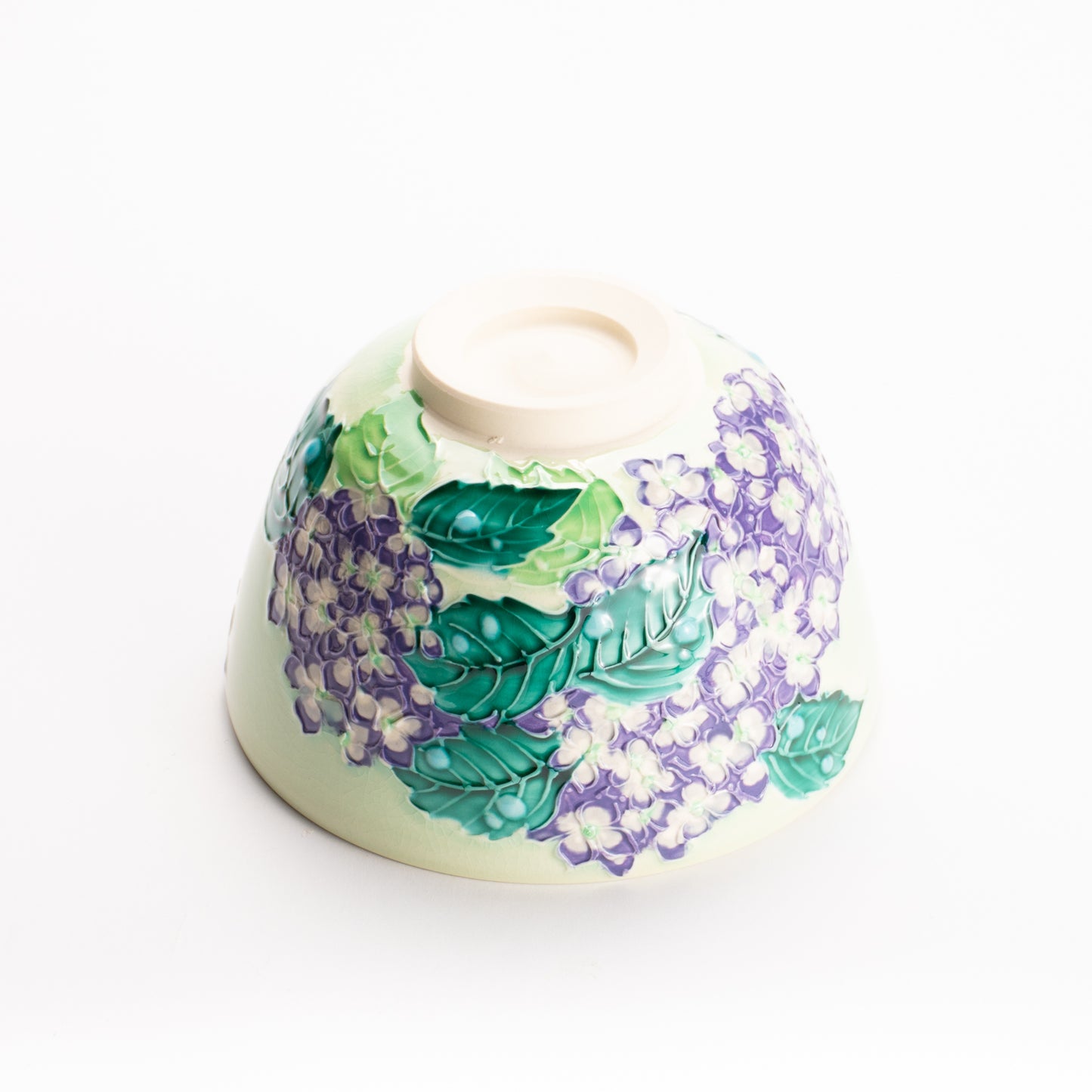 抹茶碗　白緑交趾 "紫陽花"　一如 KOTOPOTTER