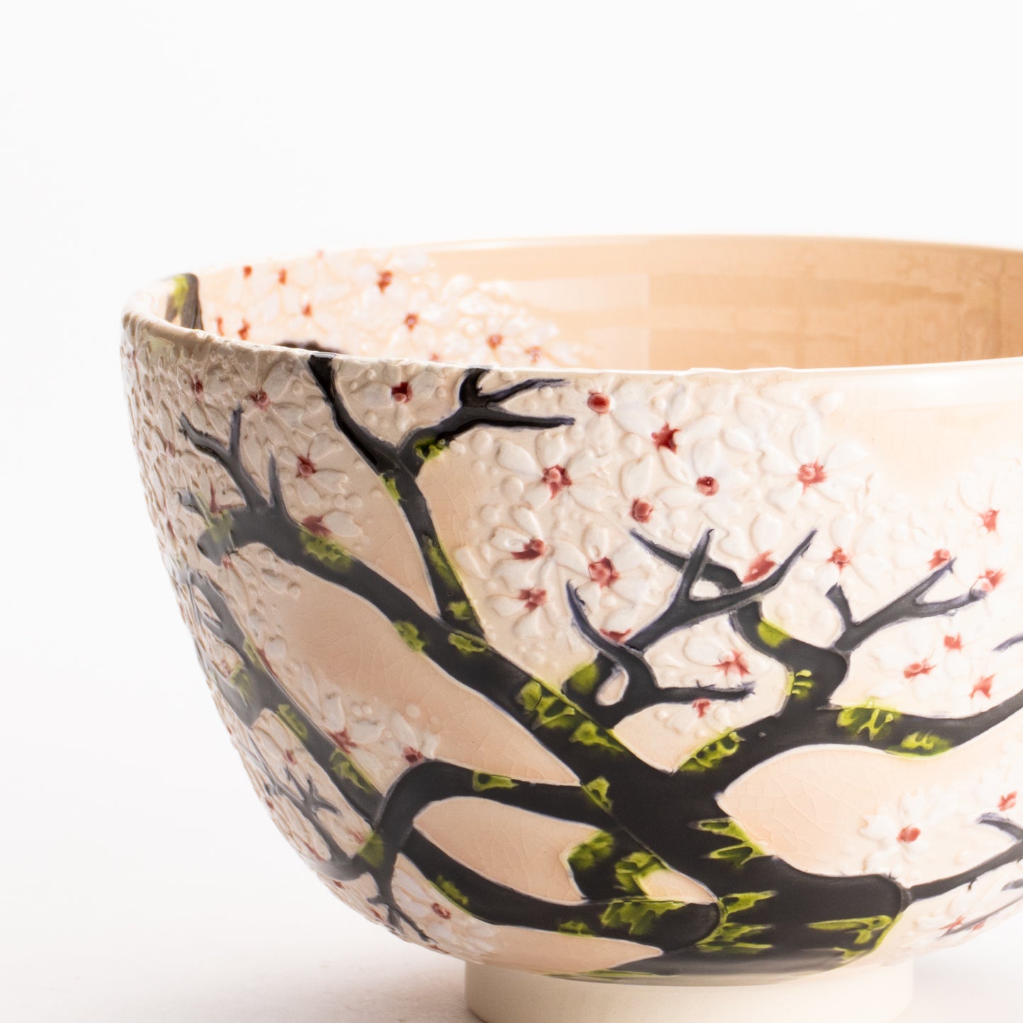 抹茶碗　淡桃交趾 "満開の桜"　一如 KOTOPOTTER