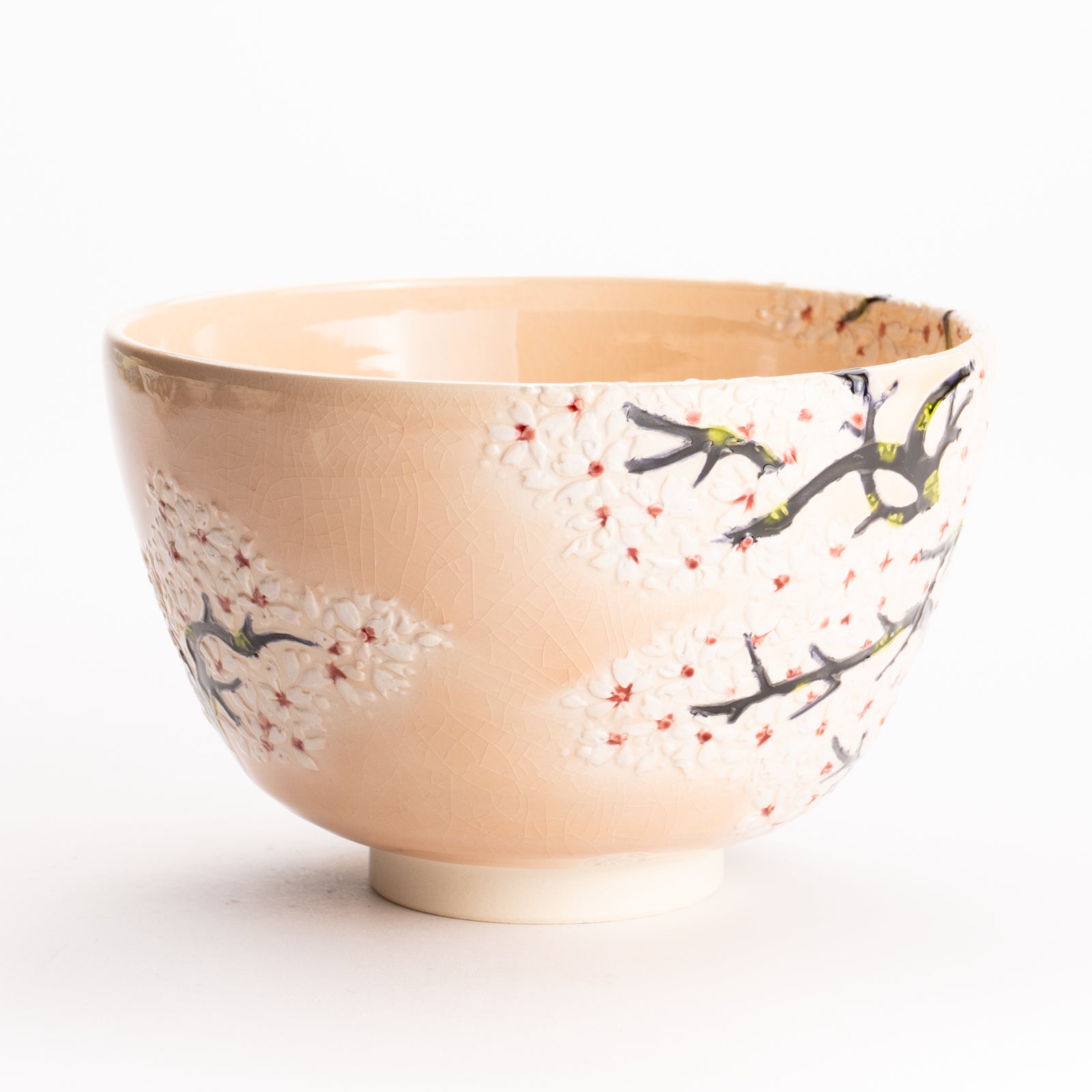 抹茶碗　淡桃交趾 "満開の桜"　一如 KOTOPOTTER