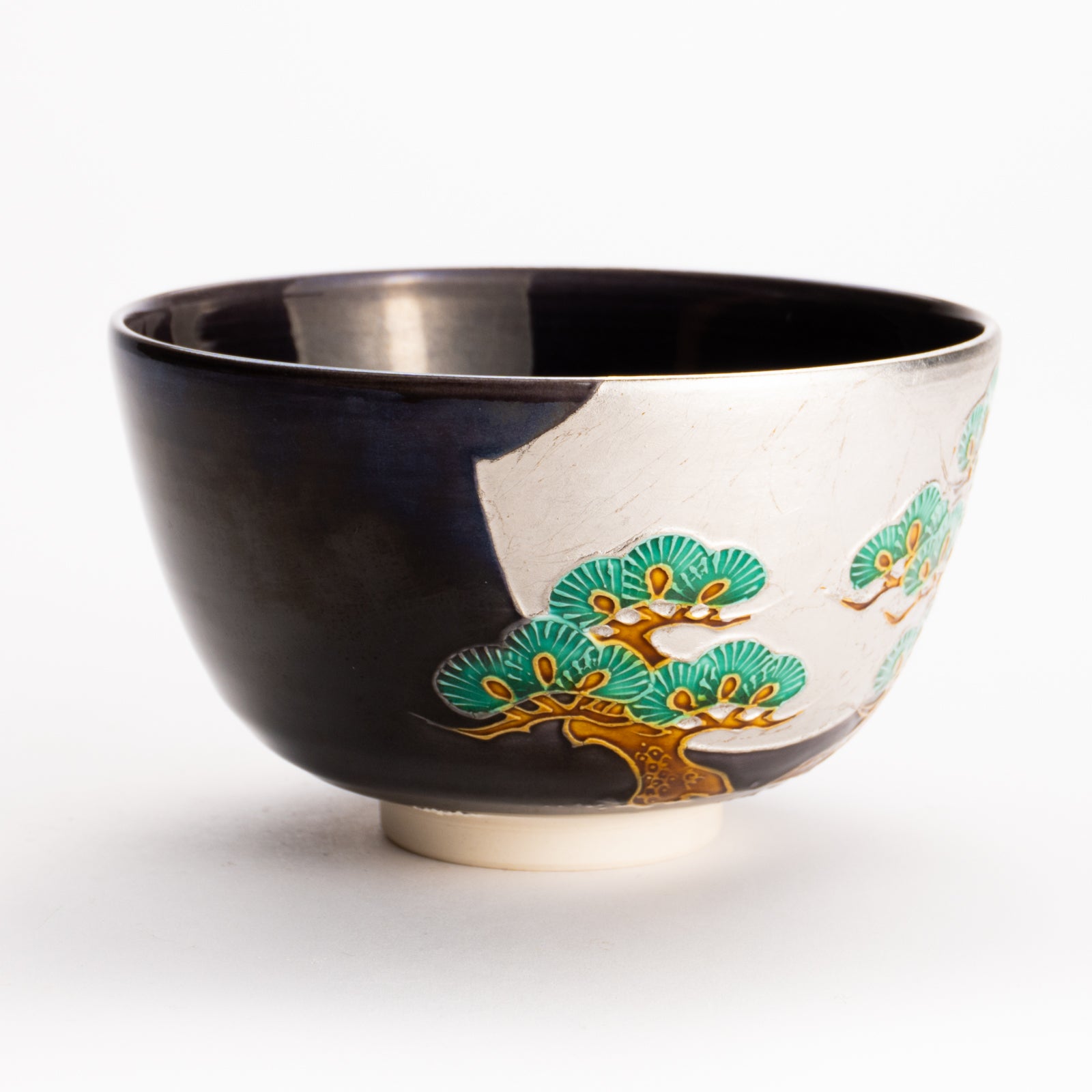 抹茶碗　紫交趾白金箔 "老松に月"　一如 KOTOPOTTER
