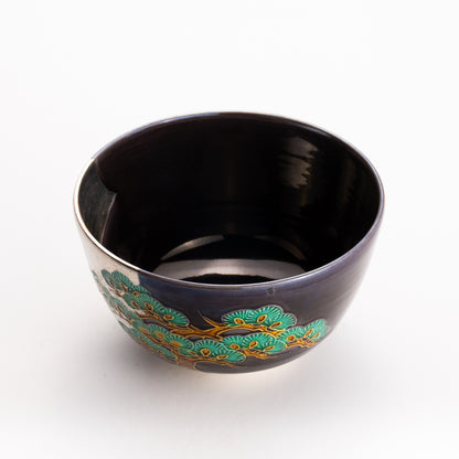 抹茶碗　紫交趾白金箔 "老松に月"　一如 KOTOPOTTER