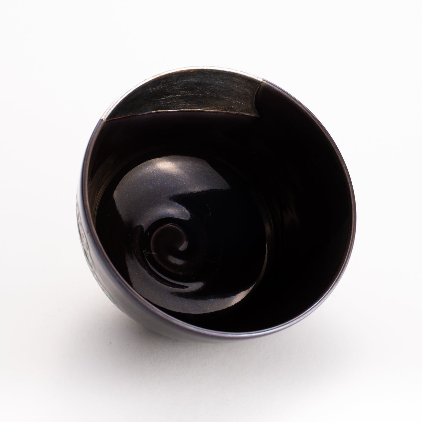 抹茶碗　紫交趾白金箔 "老松に月"　一如 KOTOPOTTER
