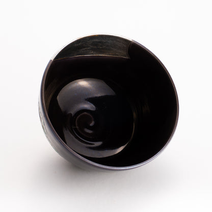 抹茶碗　紫交趾白金箔 "老松に月"　一如 KOTOPOTTER