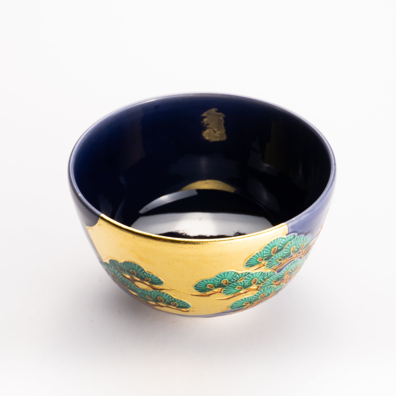 京都 清水焼】抹茶碗 紺交趾金箔 