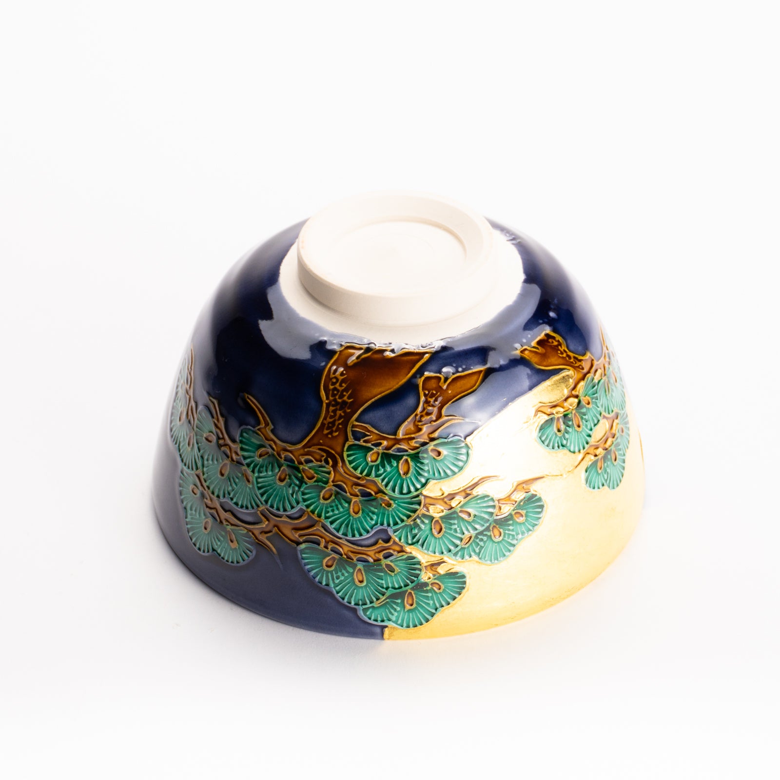 京都 清水焼】抹茶碗 紺交趾金箔 