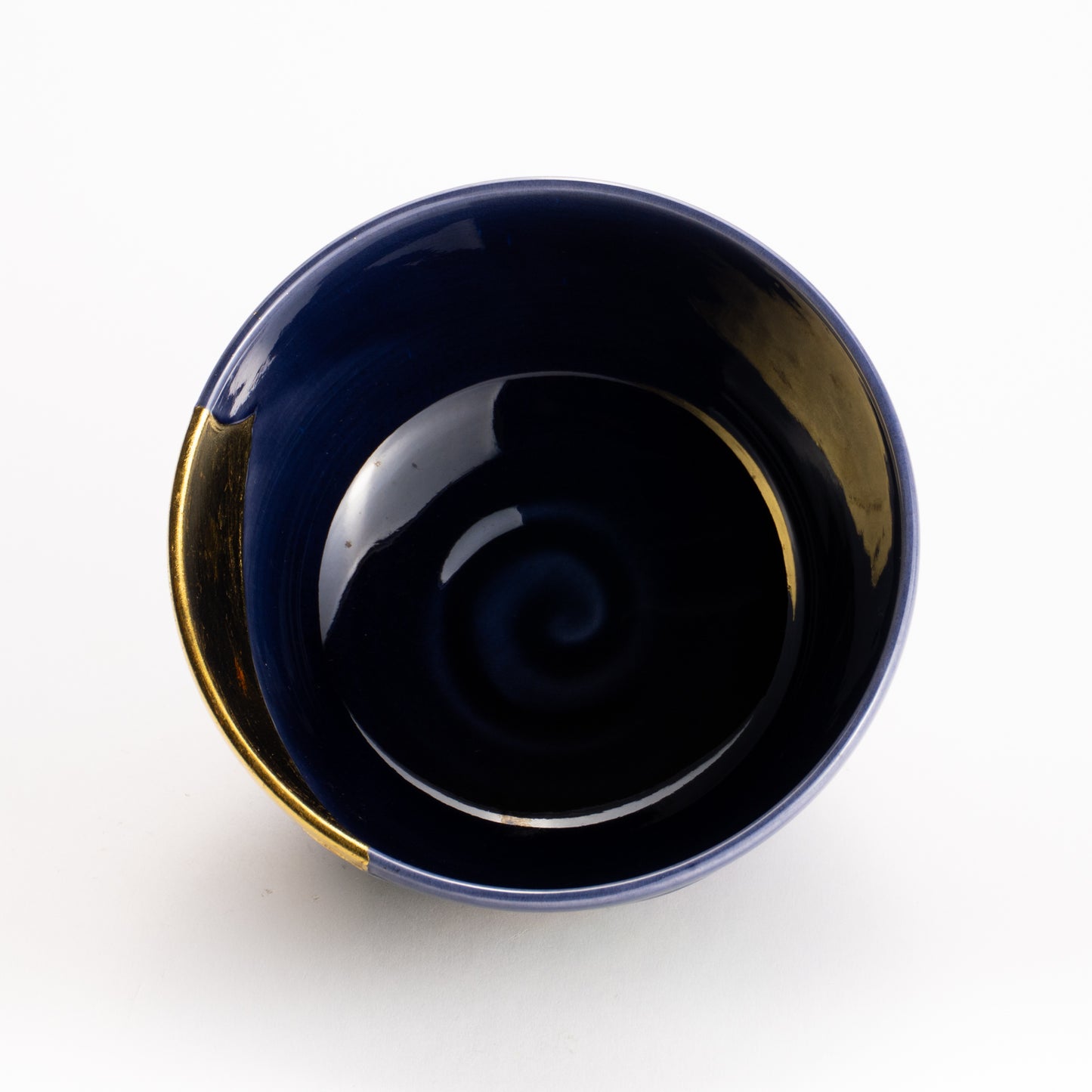 抹茶碗　紺交趾金箔 "老松に月"　一如 KOTOPOTTER